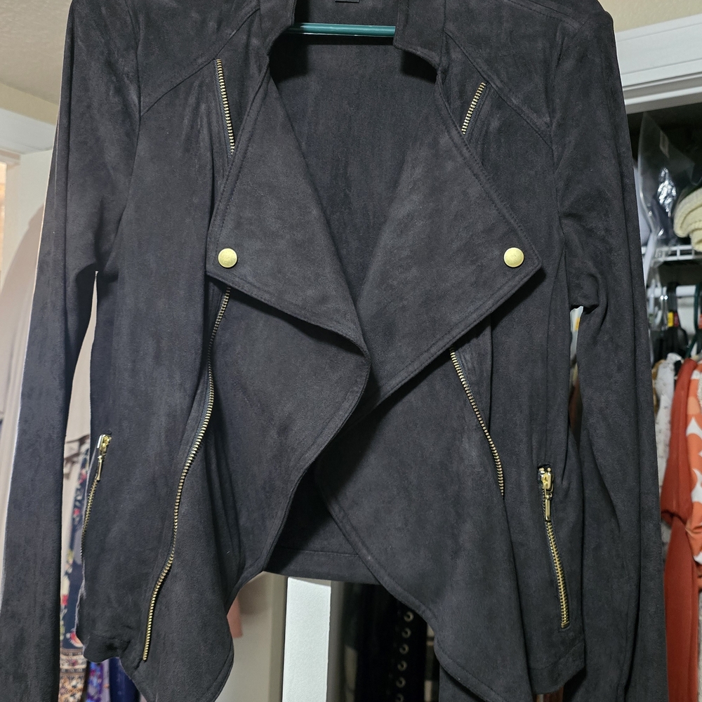 INC International Concepts Black Blazer with Gold Zippers